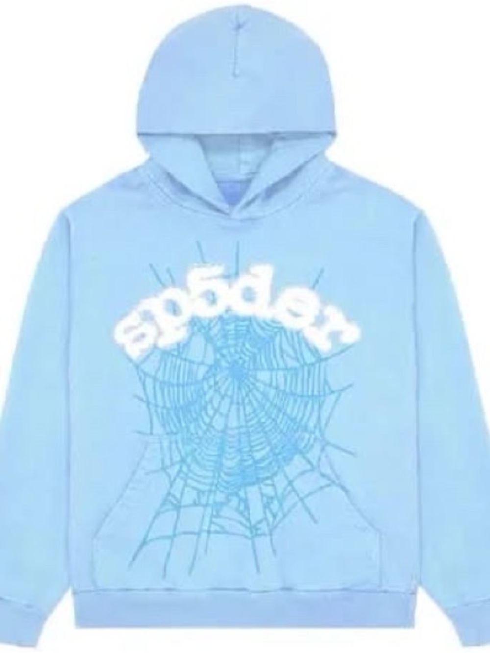 Light Blue Graphic Spiderweb Hoodie Sweatshirt